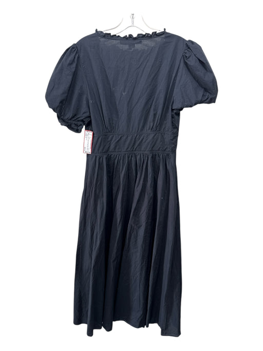 Hill House Size S Black Cotton Button Down Tie V Neck Maxi Dress Black / S