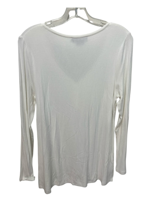 Hatch Size 2 White Rayon Blend Ribbed Henley Long Sleeve Top White / 2