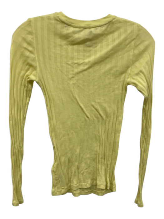 Vince Size XS Yellow Green Cotton Blend Long Sleeve Ribbed Sheer Stretch Top Yellow Green / XS