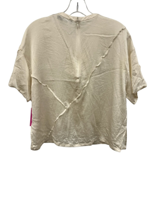 Vince Size XS Cream White Silk Short Sleeve Pintuck Detail Bias Cut Top Cream White / XS
