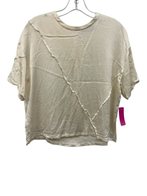 Vince Size XS Cream White Silk Short Sleeve Pintuck Detail Bias Cut Top Cream White / XS