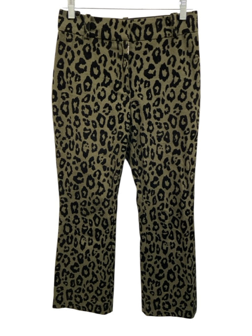 Derek Lam 10 Crosby Size 2 Green & Black Cotton Leopard Print Zip fly away Pants Green & Black / 2