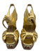 Fendi Shoe Size 36 Gold Leather Upper Metallic Twist Logo Plaque Slingbacks Gold / 36