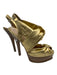 Fendi Shoe Size 36 Gold Leather Upper Metallic Twist Logo Plaque Slingbacks Gold / 36