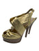 Fendi Shoe Size 36 Gold Leather Upper Metallic Twist Logo Plaque Slingbacks Gold / 36