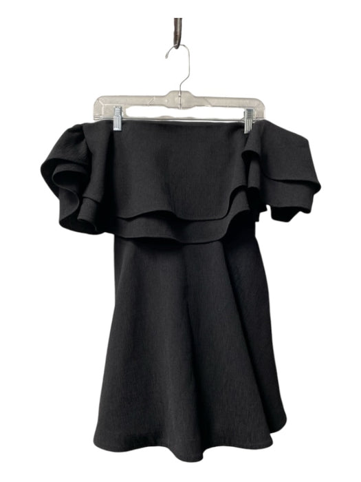 Keepsake Size XS Black Polyester Straight Neck Off Shoulder Flutter Sleeve Dress Black / XS