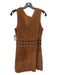 Free People Size 6 Brown Cow Leather Sleeveless Zip Front Grommets Paneled Dress Brown / 6