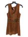 Free People Size 6 Brown Cow Leather Sleeveless Zip Front Grommets Paneled Dress Brown / 6