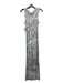 Monica Sarti Size M White & Gray Viscose Marbled Sleeveless Slit Midi Dress White & Gray / M