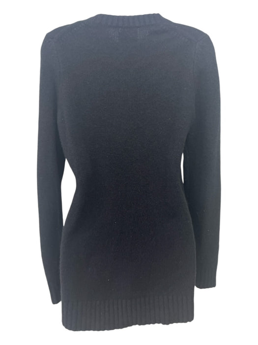 Khaite Size S Black Cashmere Ribbed Trim Long Sleeve Knit Sweater Black / S