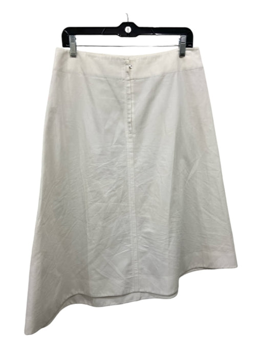 Partow Size 10 White Cotton Blend Midi Assymetric Back Zip Paneled Skirt White / 10