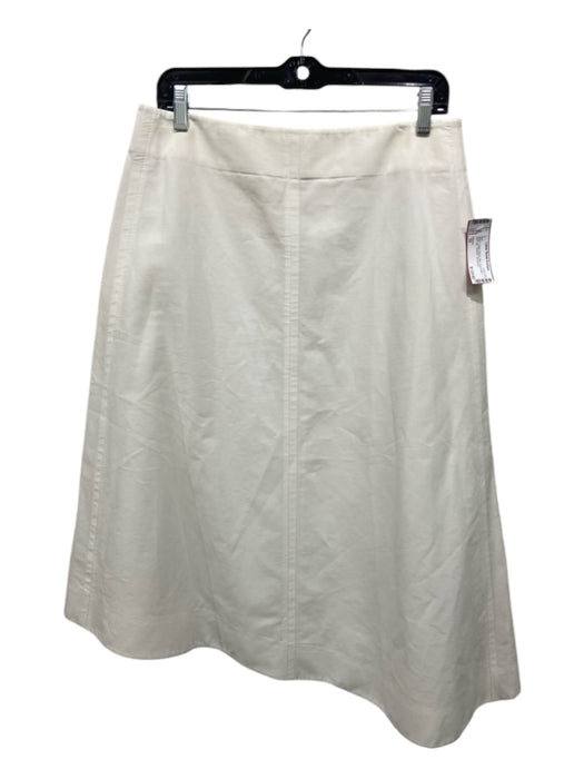 Partow Size 10 White Cotton Blend Midi Assymetric Back Zip Paneled Skirt White / 10