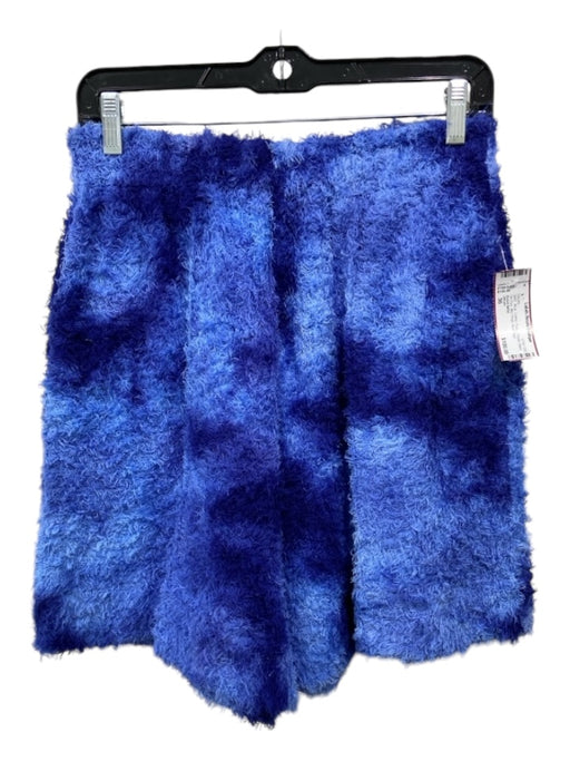 Odeeh Size 36 Blue Cotton Fuzzy Elastic Waist Tie Dye Mid Thigh Shorts Blue / 36