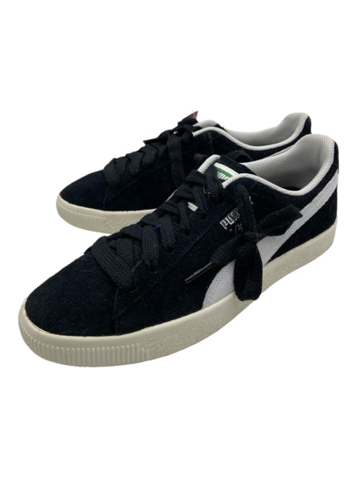 Puma Shoe Size 7 Black White & Gray Suede round toe lace up Low Top Sneakers Black White & Gray / 7