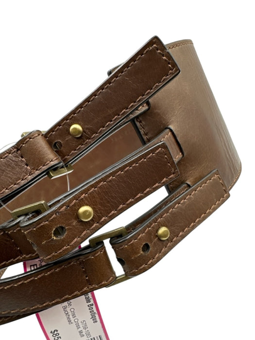 Peter Som Brown Leather Wide Criss Cross Multi Buckle Peg Buckle Belts Brown / Est S