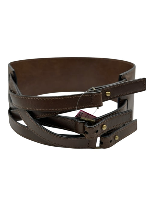 Peter Som Brown Leather Wide Criss Cross Multi Buckle Peg Buckle Belts Brown / Est S