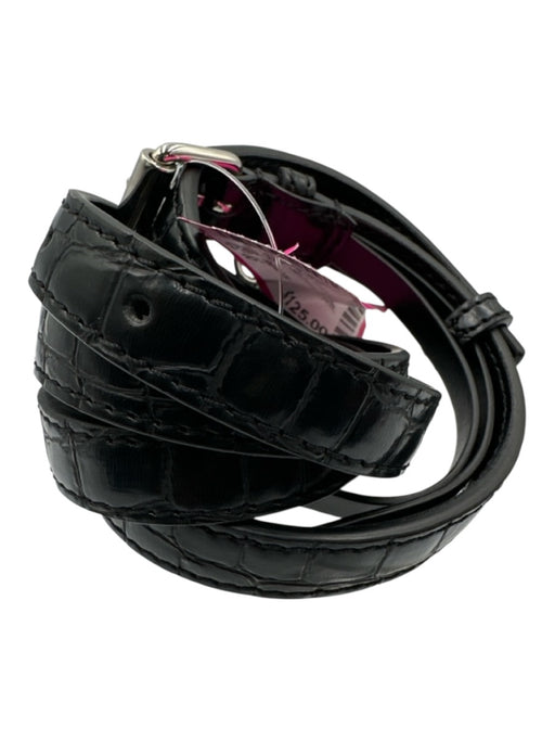 Stella McCartney Black Faux Leather Croc Embossed Silver Tone Hardware Belts Black / 85