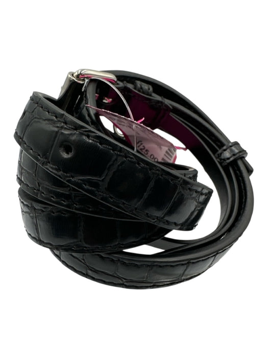 Stella McCartney Black Faux Leather Croc Embossed Silver Tone Hardware Belts Black / 85