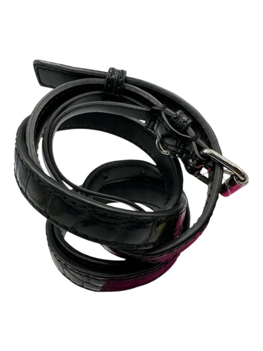 Stella McCartney Black Faux Leather Croc Embossed Silver Tone Hardware Belts Black / 90