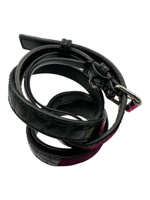 Stella McCartney Black Faux Leather Croc Embossed Silver Tone Hardware Belts Black / 90