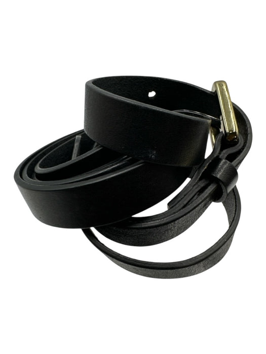 Chloe Black Calfskin Leather Gold Tone Hardware Thin Rectangle Buckle Belts Black / 42