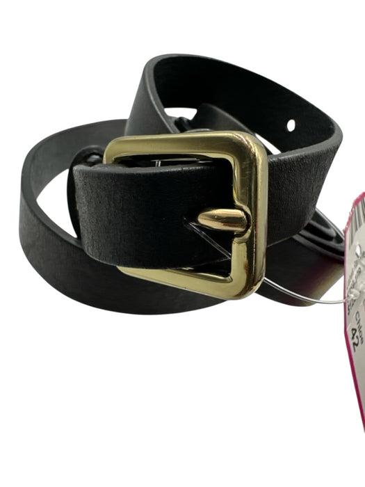 Chloe Black Calfskin Leather Gold Tone Hardware Thin Rectangle Buckle Belts Black / 42