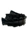 Ter Et Bantine Black Crocodile Leather Elastic Back Peg Clasp Belts Black / 44