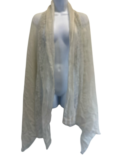 Faliero Sarti Cream White Missing Fabric Tag Lace Detail Rectangle Wrap scarf Cream White