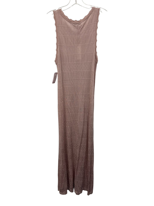 Monica Sarti Size L Pink Viscose Blend Knit Lace Trim Sleeveless Dress Pink / L