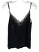 Caballero Size M Black Viscose Lace Trim Spaghetti Strap Slip Tank Top Black / M