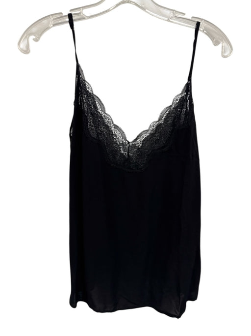 Caballero Size M Black Viscose Lace Trim Spaghetti Strap Slip Tank Top Black / M