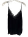 Caballero Size M Black Viscose Lace Trim Spaghetti Strap Slip Tank Top Black / M