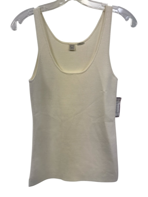 Toteme Size M Cream White Viscose Blend Knit Stretch Scoop Neck Tank Top Cream White / M