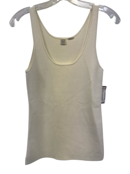 Toteme Size M Cream White Viscose Blend Knit Stretch Scoop Neck Tank Top Cream White / M