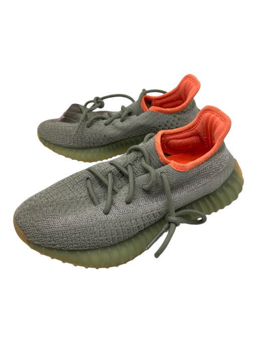 Yeezy Adidas Shoe Size 5 Sage Green & Orange Synthetic Knit Lace Up Sneakers Sage Green & Orange / 5