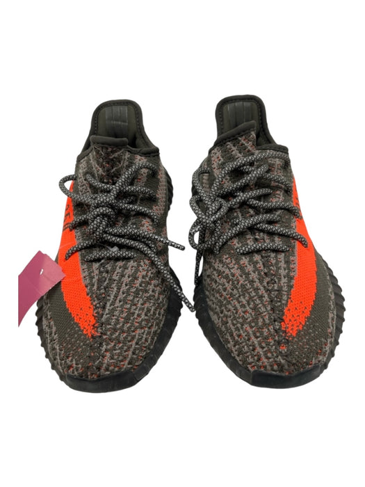 Yeezy Adidas Shoe Size 6 Charcoal Black & Orange Synthetic Knit Lace Up Sneakers Charcoal Black & Orange / 6