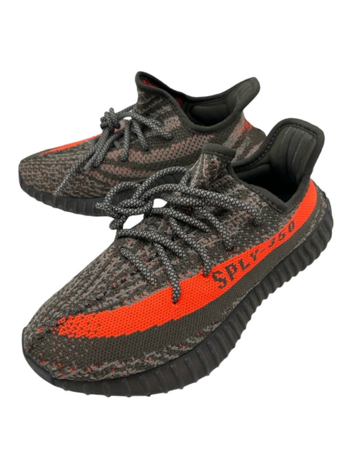 Yeezy Adidas Shoe Size 6 Charcoal Black & Orange Synthetic Knit Lace Up Sneakers Charcoal Black & Orange / 6