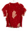 Ganni Size 40/10 Red & Light Pink Polyester Ruffle Cap Sleeve Floral Top Red & Light Pink / 40/10