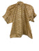 Livro Size S Tan & White Cotton V Neck Print Block Abstract short sleeve Top Tan & White / S