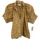 Livro Size S Tan & White Cotton V Neck Print Block Abstract short sleeve Top Tan & White / S