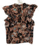 Ulla Johnson Size 10 Brown, Blue & Black Cotton Ruffle Cap Sleeve V Neck Top Brown, Blue & Black / 10