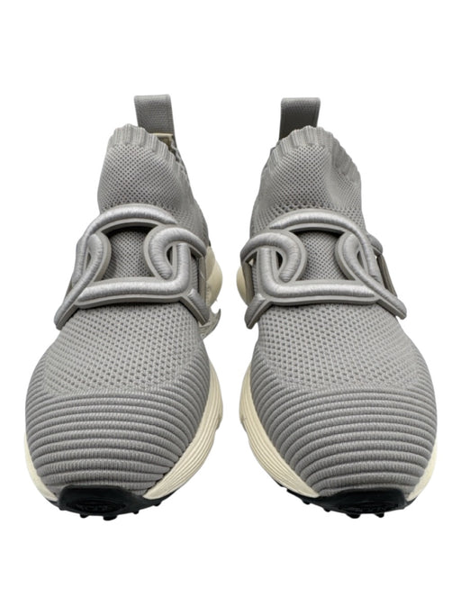 Tods Shoe Size 40 Light Gray & Gray Synthetic Knit Perforated Logo Sneakers Light Gray & Gray / 40