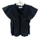 Sea New York Size Medium Black Polyester Blend Short Sleeve Seersucker Top Black / Medium