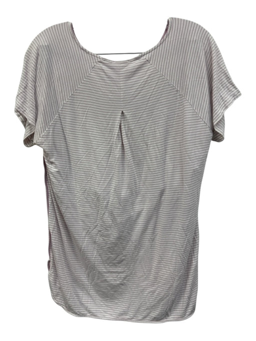 Lake Size Large Lilac & White Cotton Short Sleeve Striped Pajamas Short Set Lilac & White / Large