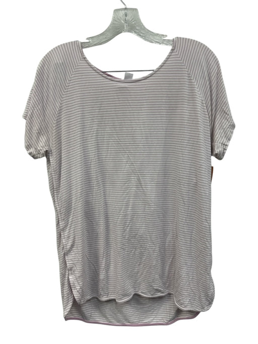 Lake Size Large Lilac & White Cotton Short Sleeve Striped Pajamas Short Set Lilac & White / Large