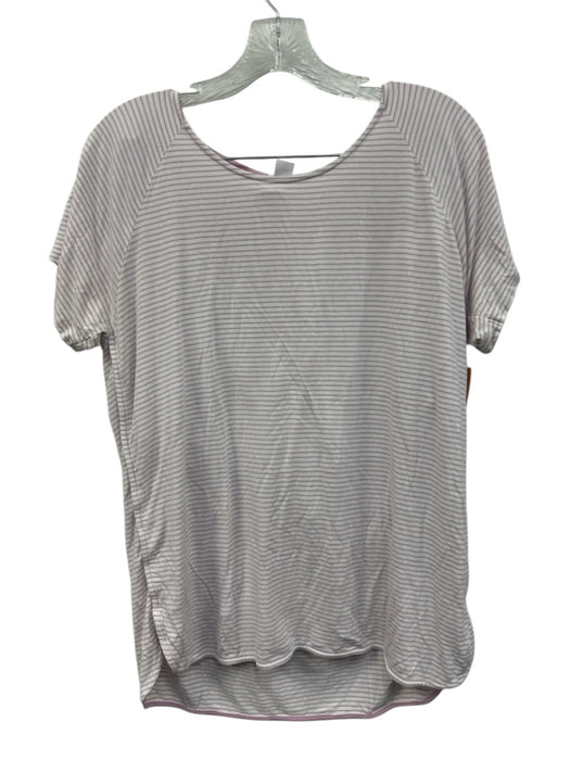 Lake Size Large Lilac & White Cotton Short Sleeve Striped Pajamas Short Set Lilac & White / Large