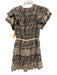 Ulla Johnson Size 8 Brown, Orange, White Cotton Blend Ruffle Cap Sleeve Dress Brown, Orange, White / 8