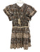 Ulla Johnson Size 8 Brown, Orange, White Cotton Blend Ruffle Cap Sleeve Dress Brown, Orange, White / 8