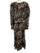 Marie Oliver Size 10 brown, blue, orange Linen Blend Long Sleeve Floral Dress brown, blue, orange / 10