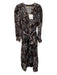 Marie Oliver Size 10 brown, blue, orange Linen Blend Long Sleeve Floral Dress brown, blue, orange / 10